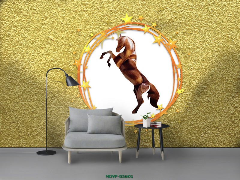 Tranh ngựa nền vàng MDVP-056KG